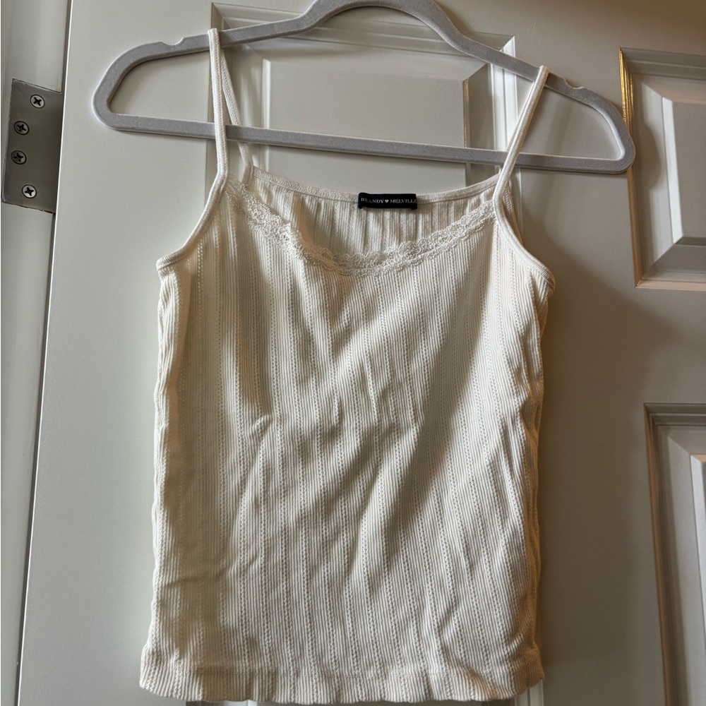 Brandy Melville Classic Cream Women's Lace Pointelle Tank Top